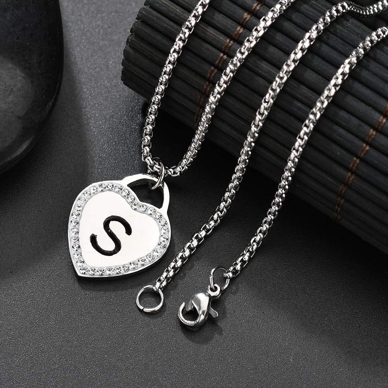 Vanstart CALIS Women's Silver Initial Necklace Stainless Steel Love Heart Tiny Letter Necklace Personalized Name Jewelry for Girlfriend Gift Alphabet Letter S - Image 4